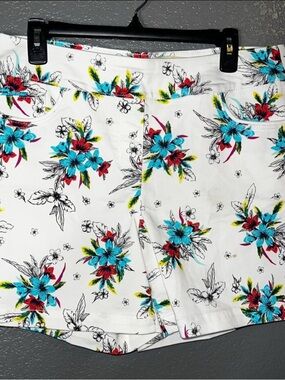 WESTBOUND Floral Print White Women's Mid- Length Shorts